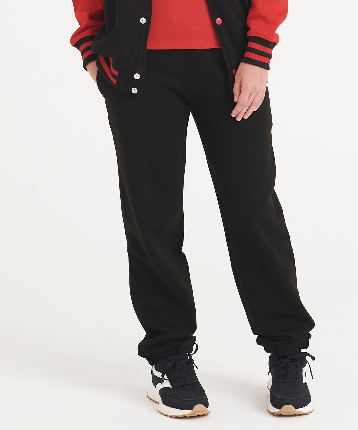 Pantalones de chndal con puos para nios | Negro Profundo - Negro Intenso Oscuro