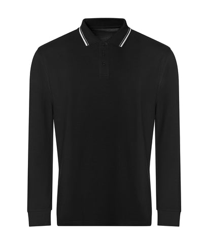 Polo de manga larga con ribete 100 | Negro Intenso/Blanco