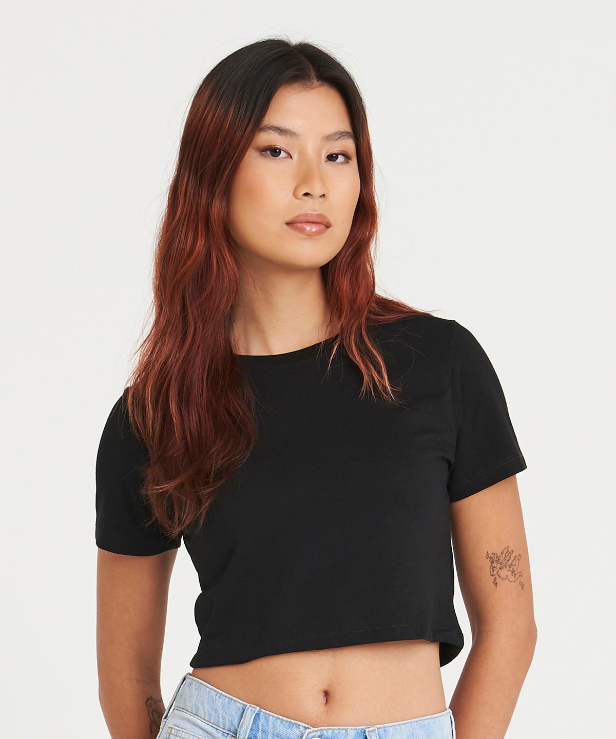 Camiseta corta de mujer de triblend | Negro Jaspeado