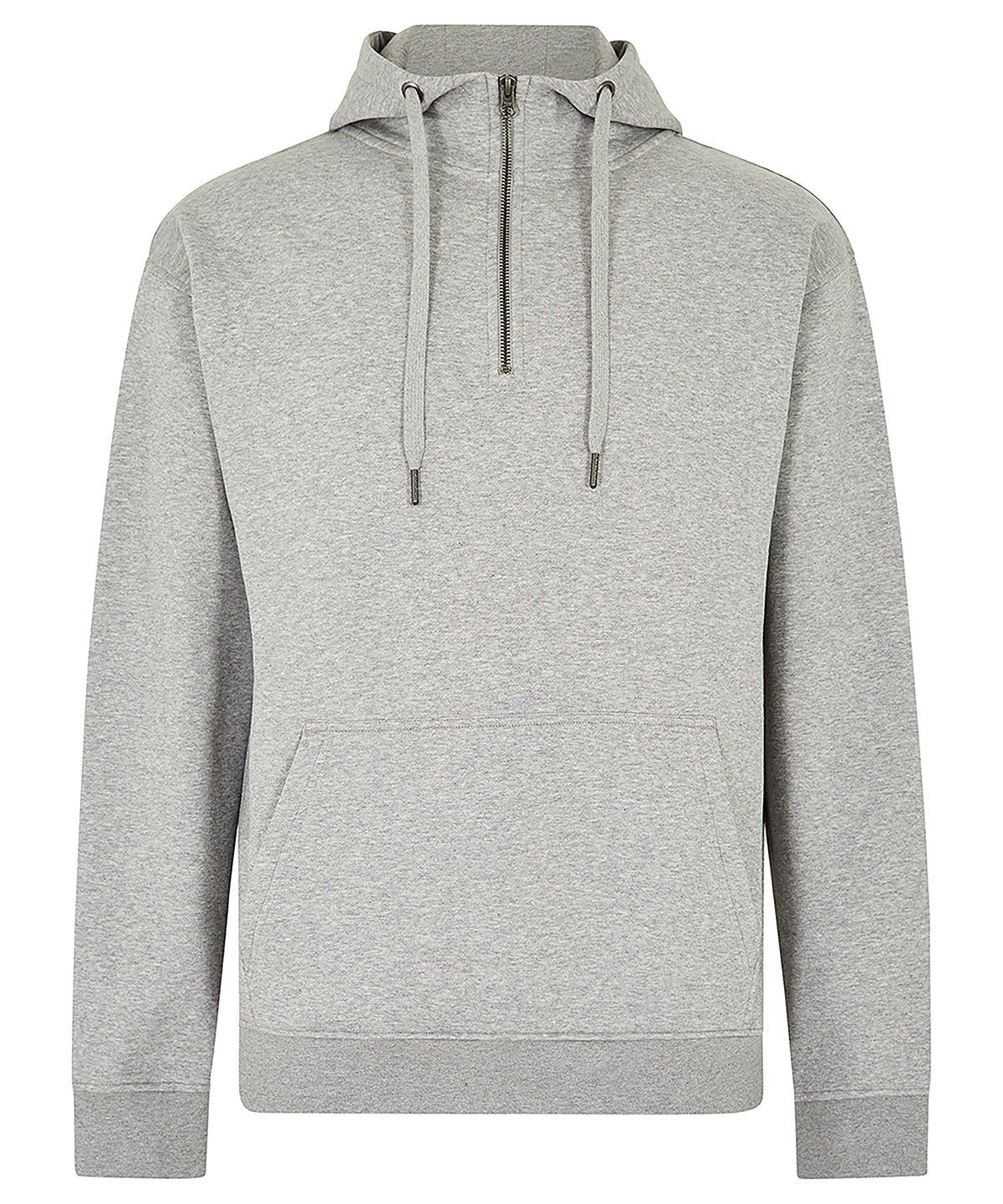 Regular Fit 1/4 Zip Hoodie | Grau meliert