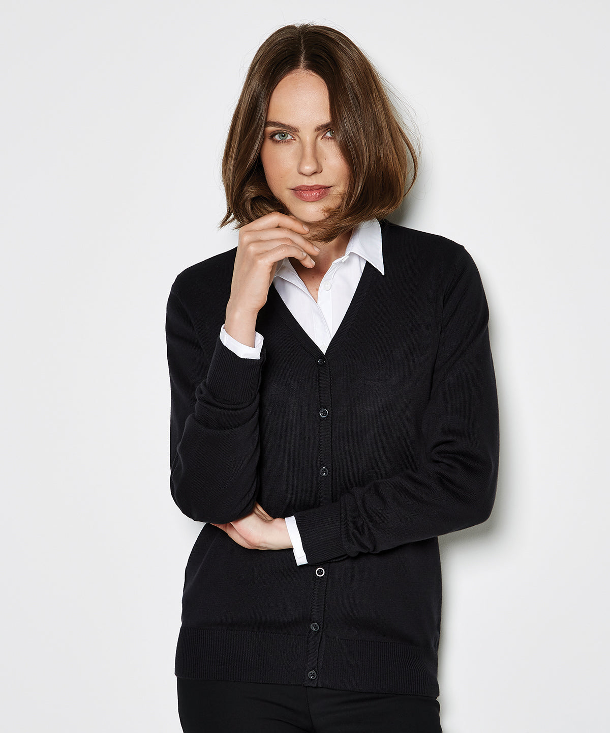 Arundel Damen-Cardigan mit V-Ausschnitt und langen Ärmeln (klassische Passform) | Schwarz - Anthrazit