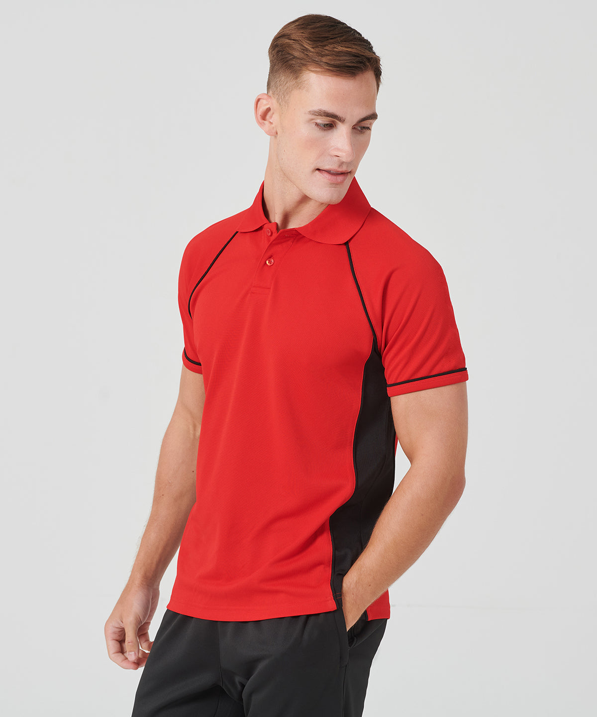 Polo de rendimiento Panel | Rojo/Negro/Negro