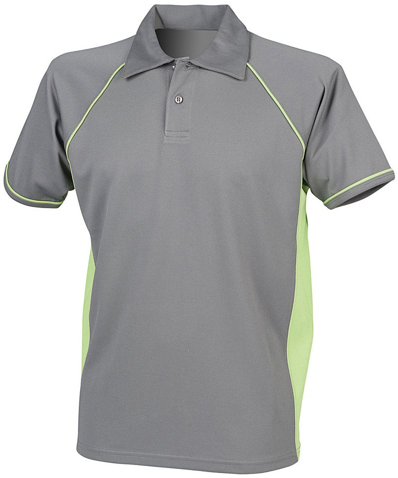 Performance Piping Polo | Gunmetal Grau/Limette