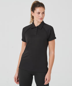 Polo de rendimiento con ribete para mujer | Negro/Blanco