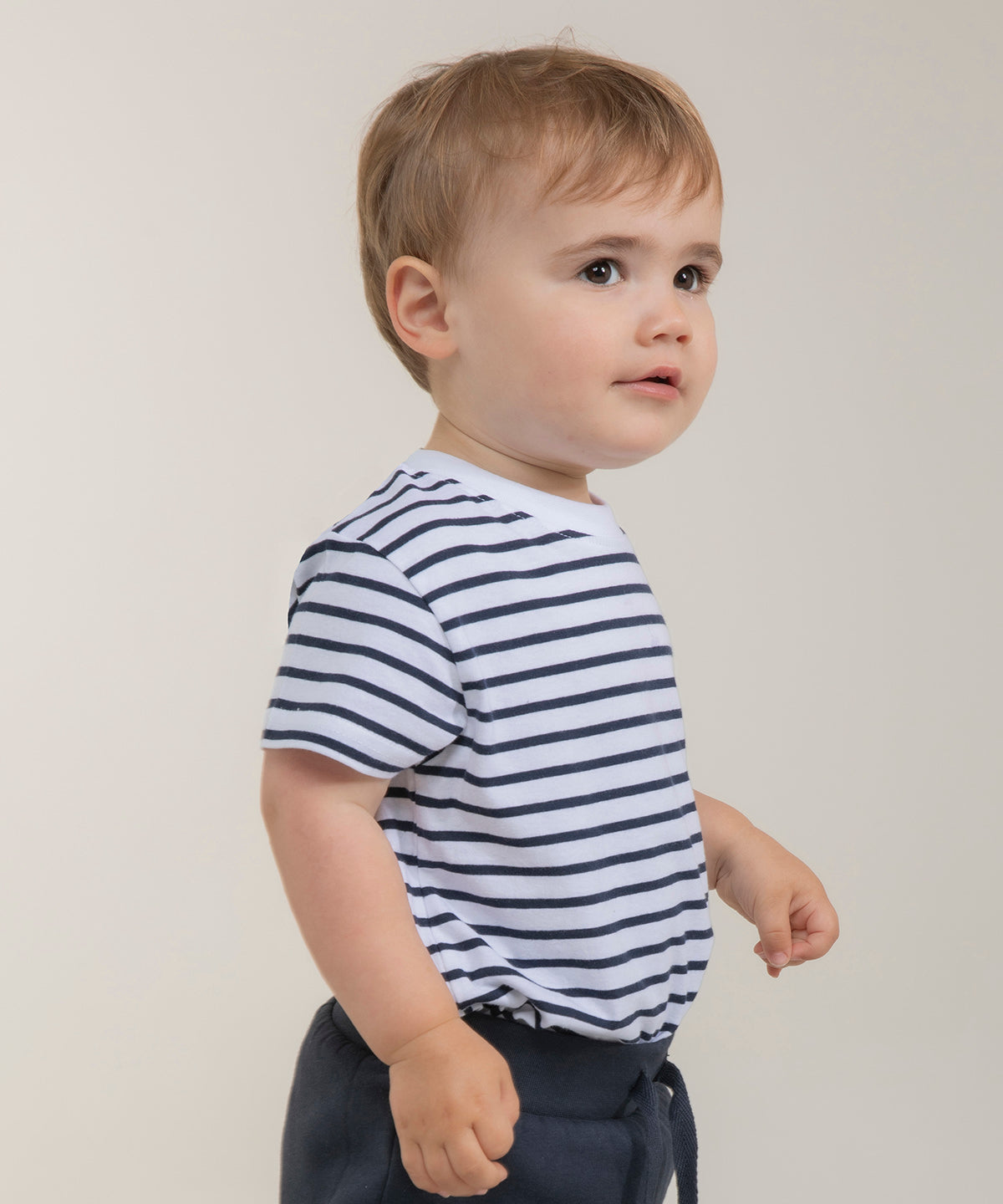 Camiseta de rayas de manga corta | Blanco/Azul Marino Oxford