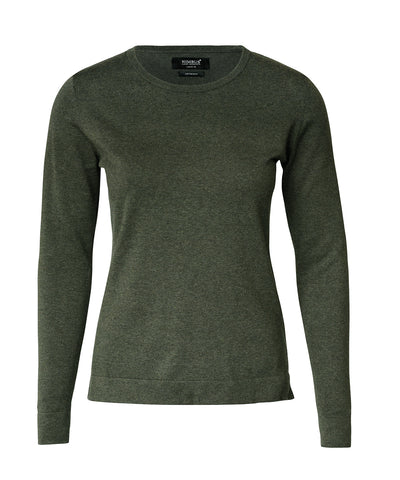 Camiseta de mujer Brighton elegante cuello redondo | Verde Oliva Jaspeado