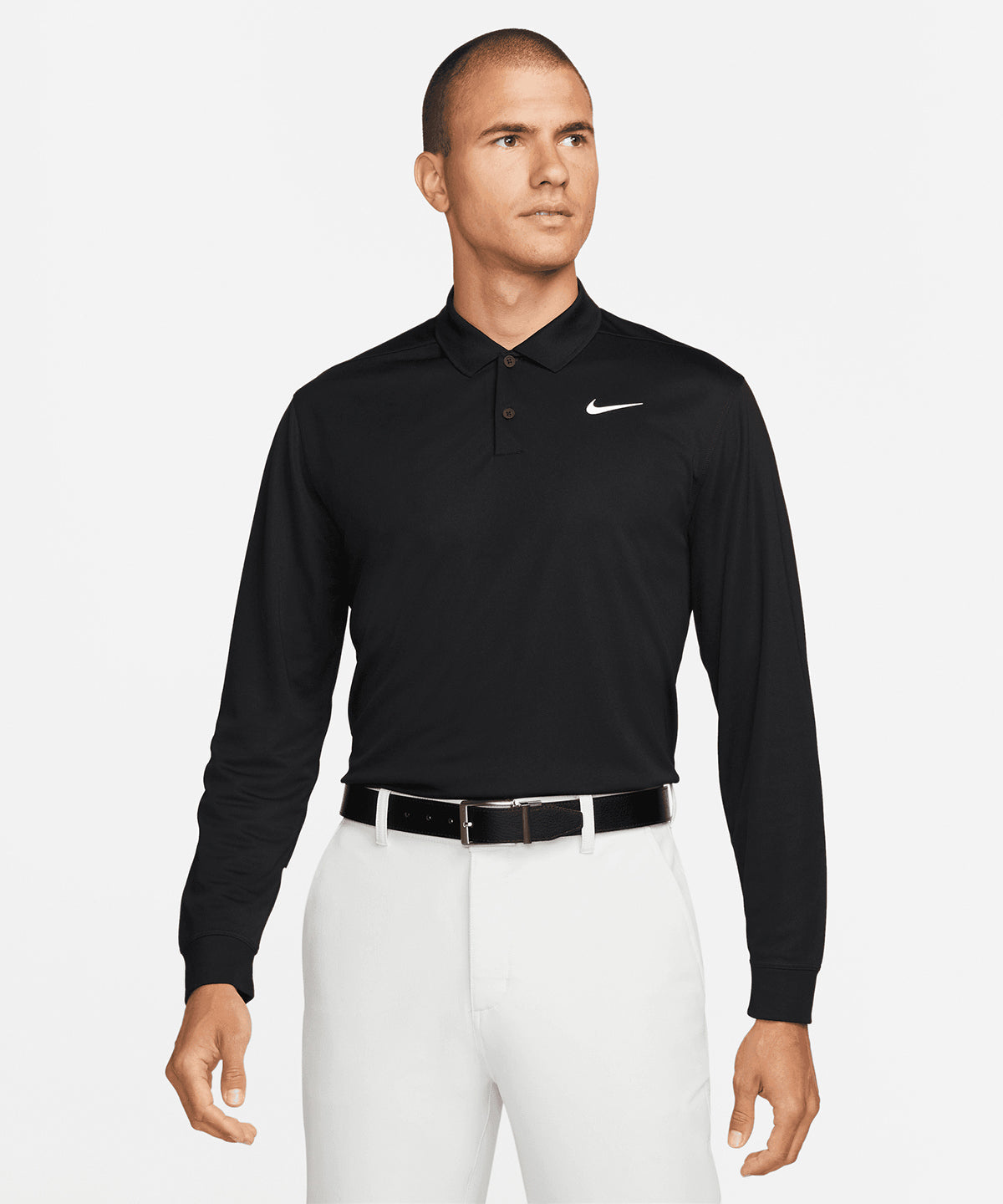 Nike Dri-FIT Victory polo de manga larga slido | Blanco/Negro