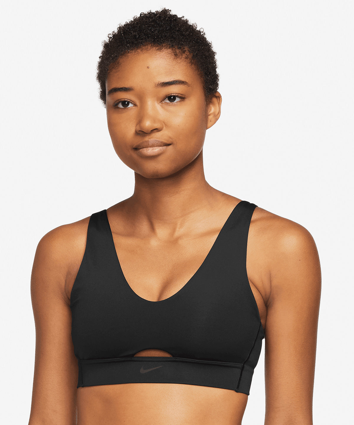 Nike Dri-FIT Indy Plunge Cutout Damen-BH | Schwarz/Dunkelgrau