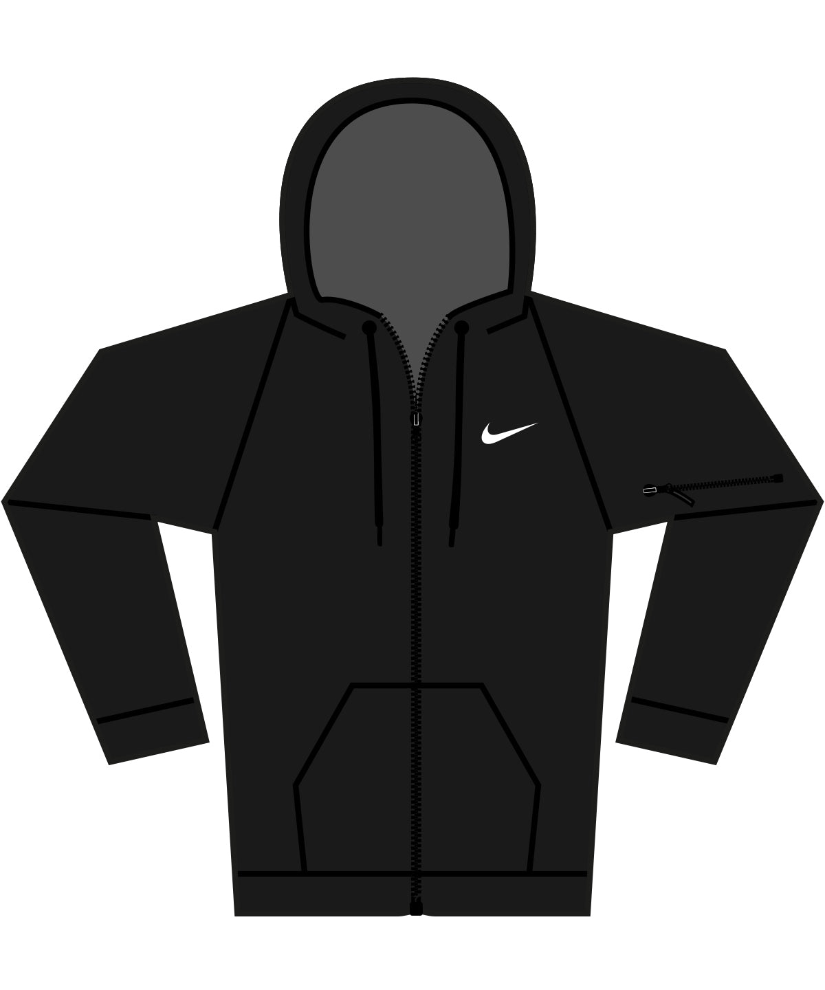 Sudadera con capucha Nike para hombre con cremallera completa para fitness | Negro/ Negro/ Blanco
