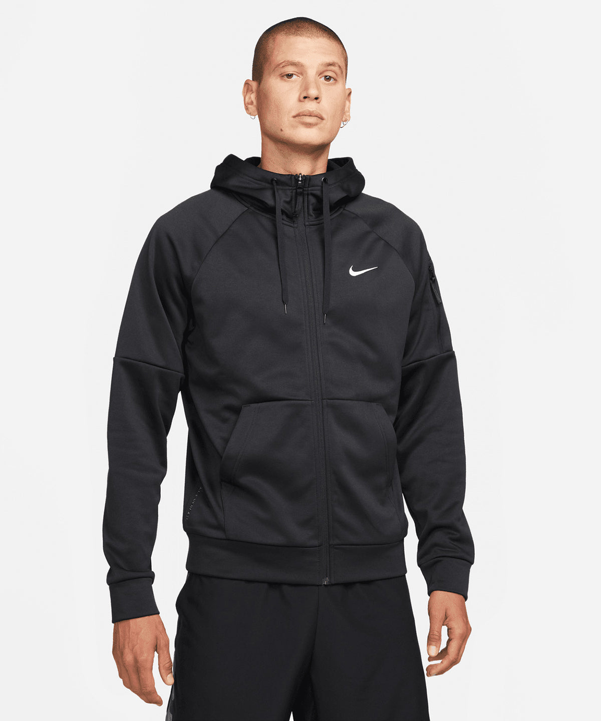 Sudadera con capucha Nike para hombre con cremallera completa para fitness | Negro/ Negro/ Blanco