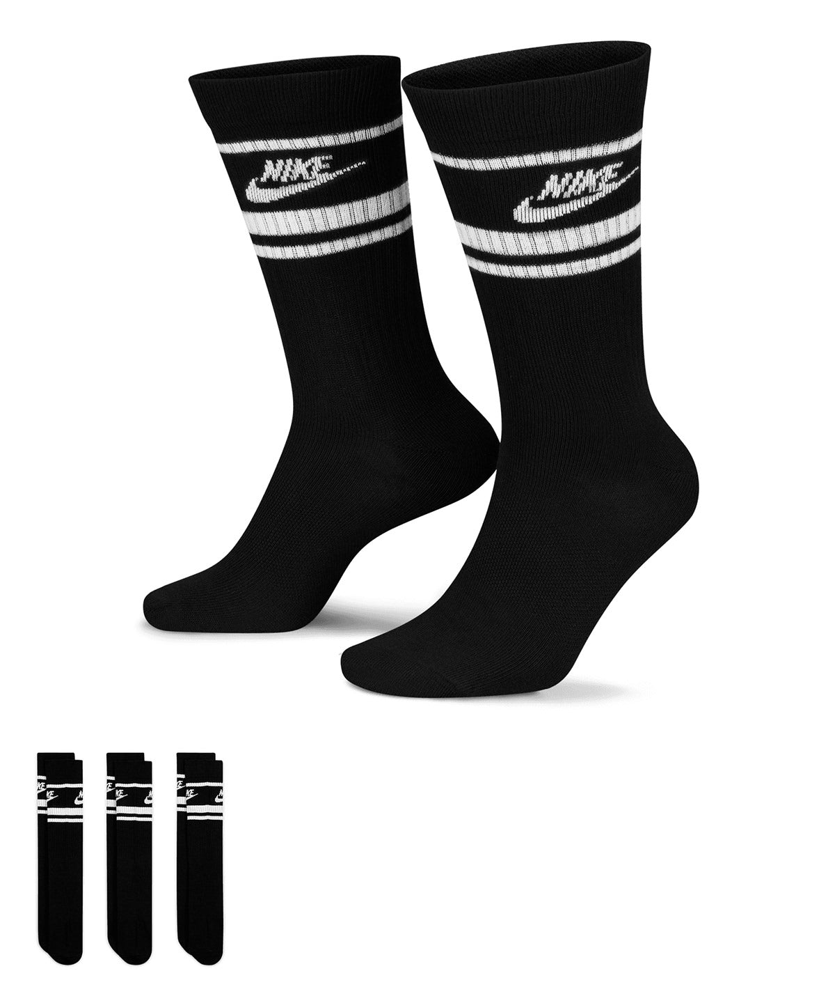 Calcetines esenciales para el día a día Nike Dri-FIT Sportswear (3 pares) | Blanco/Negro/Negro