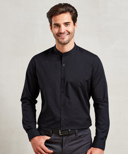 Camisa de manga larga con cuello mao y cierre de botones | Negro