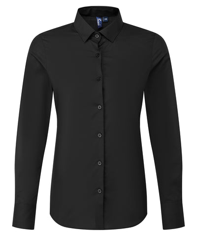 Camisa de popelín Recyclight de manga larga para mujer | Negro