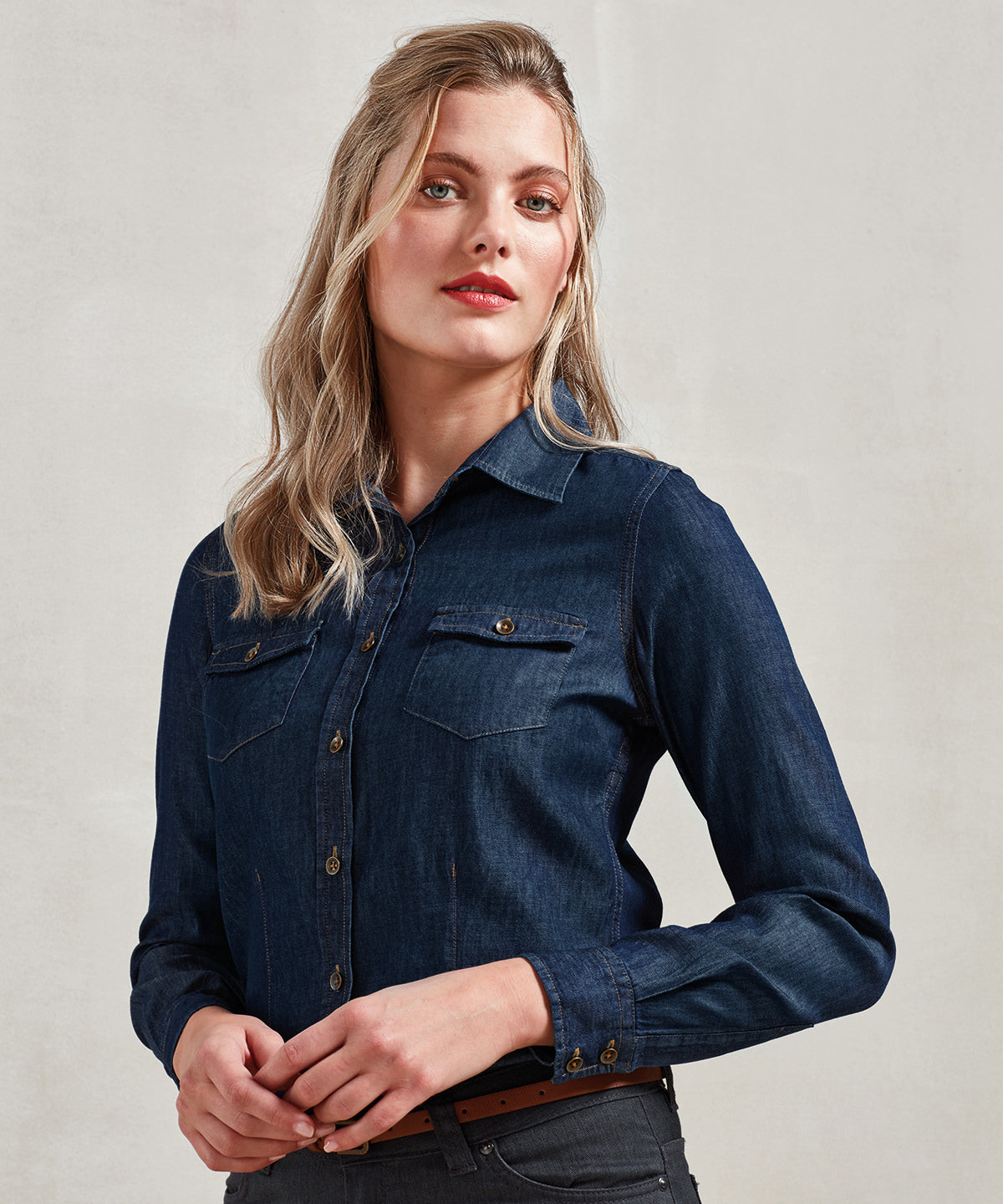Camisa vaquera de mujer con costuras en denim | Jean noir