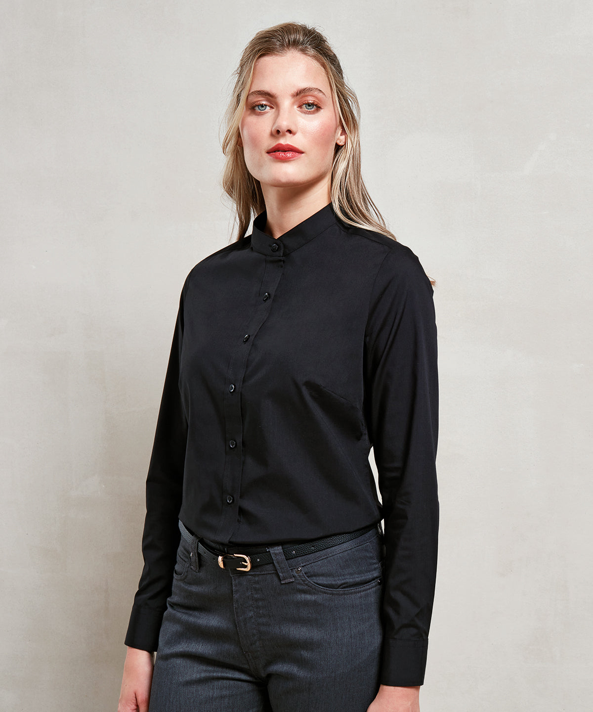 Chemise à col mao style grand-père pour femme | Blanc