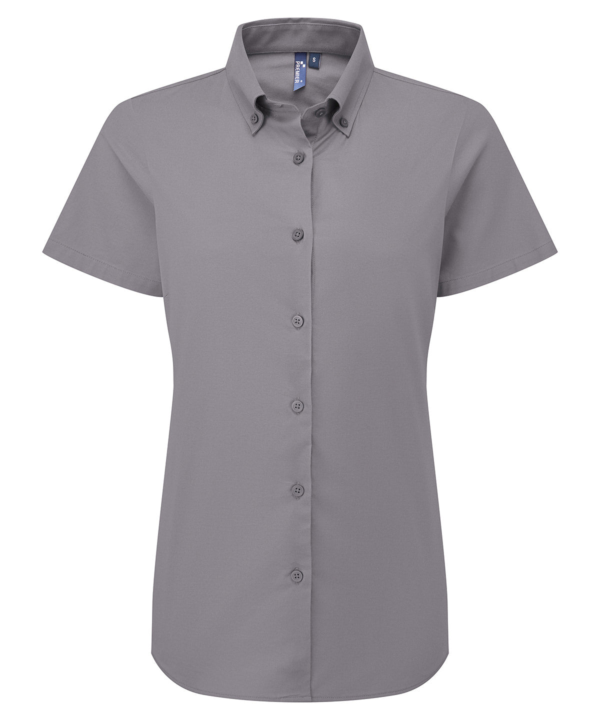 Camisa de manga corta Oxford Supreme para mujer. | Gris Acero