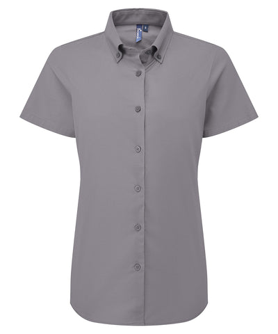 Camisa de manga corta Oxford Supreme para mujer. | Gris Acero