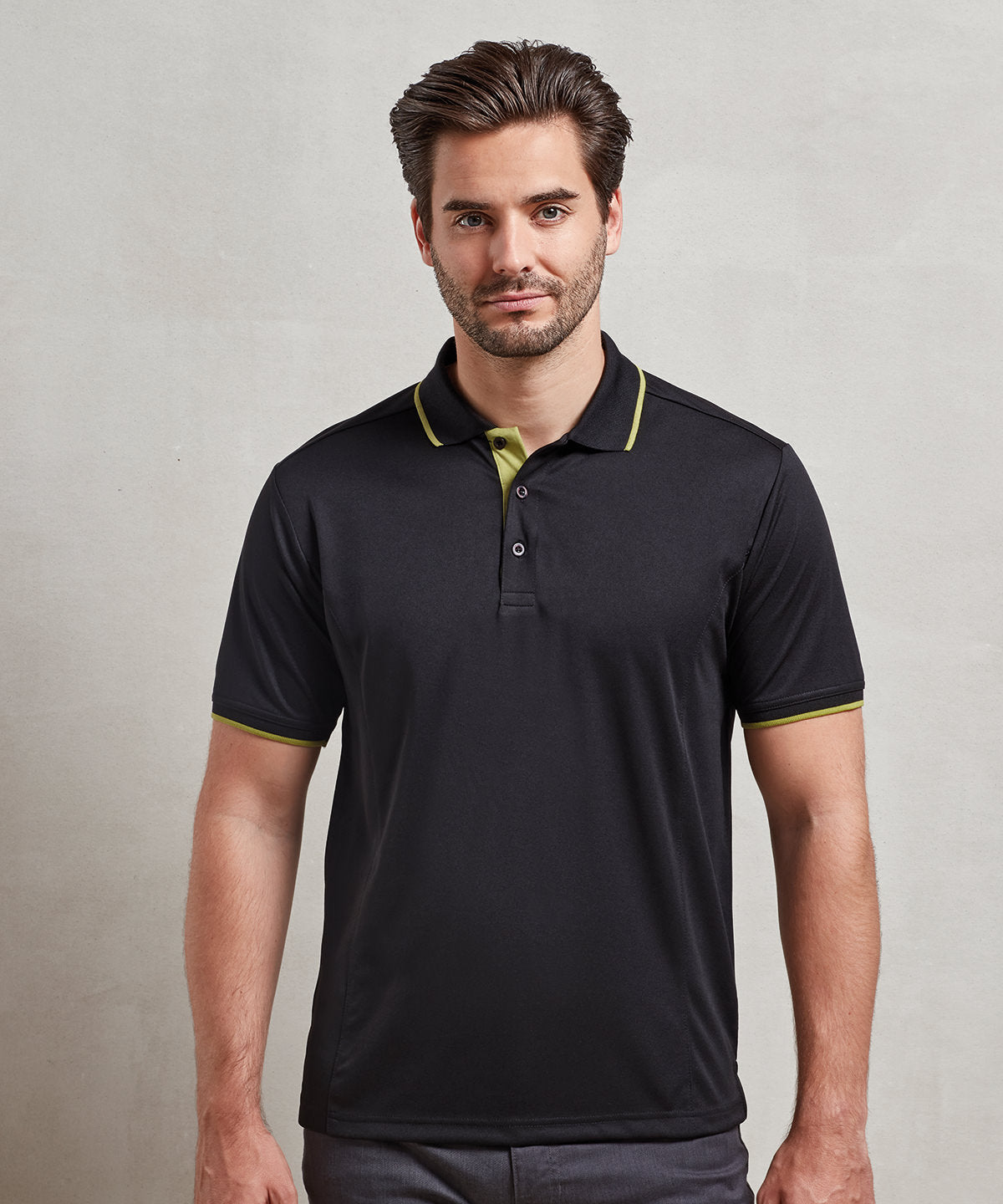Coolchecker® Kontrast-Polo | Schwarz/Limette