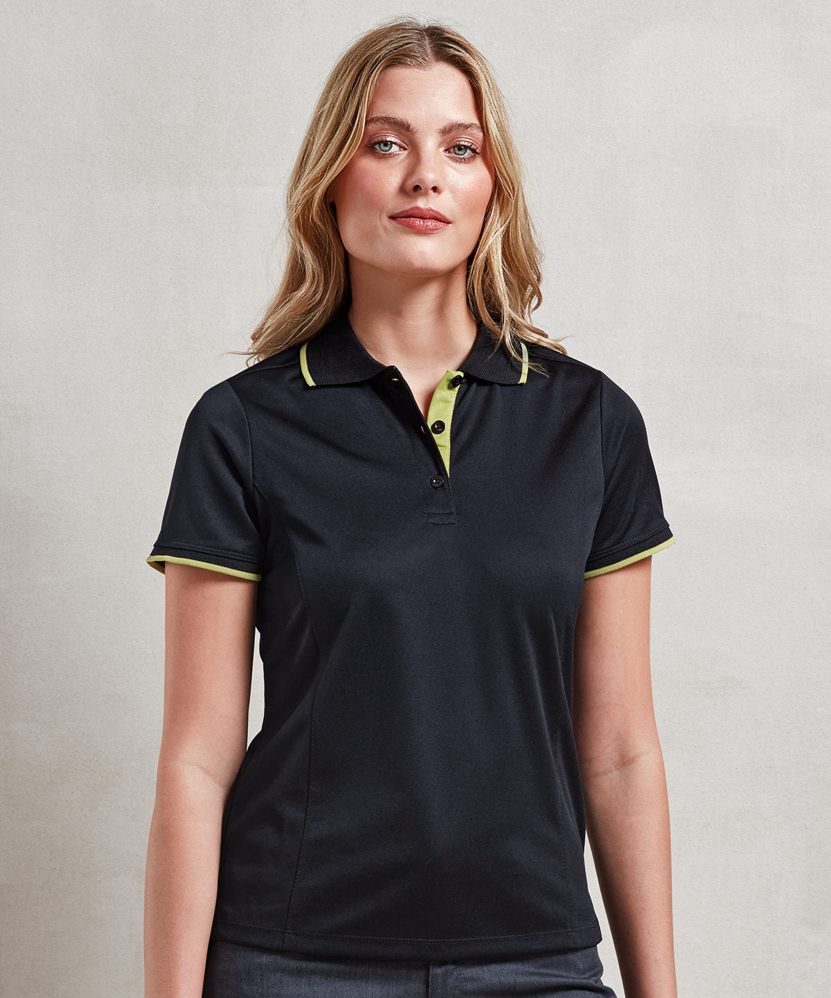 Coolchecker® Kontrast-Poloshirt für Damen | Schwarz/Orange