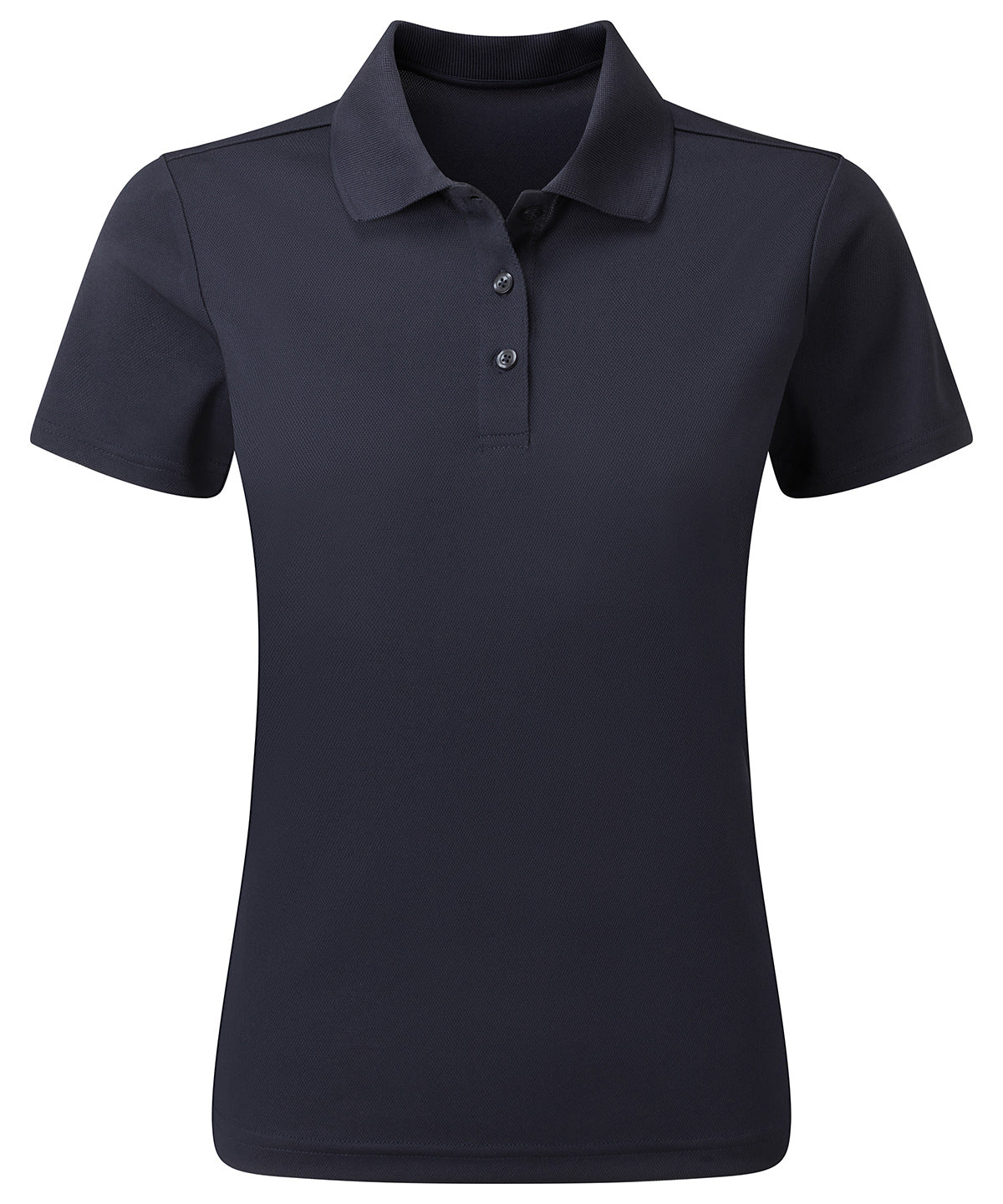 Camiseta polo para mujer reciclada teida en hilo | Azul Marino Francs