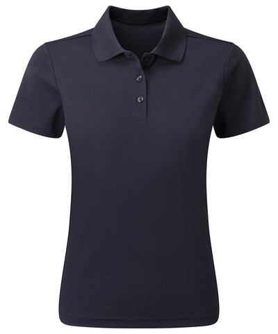 Camiseta polo para mujer reciclada teida en hilo | Azul Marino Francs