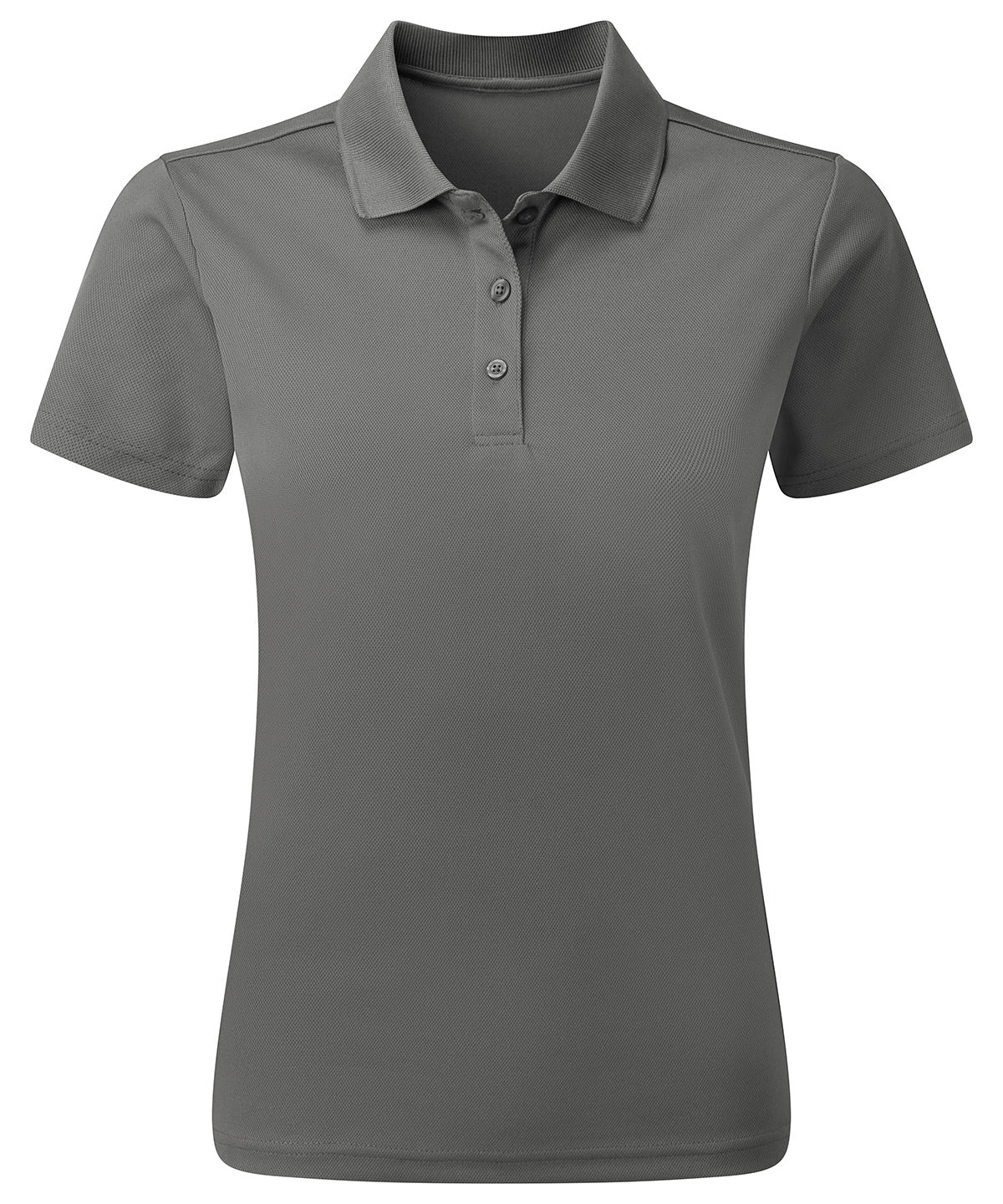 Camiseta polo para mujer reciclada teida en hilo | Gris Oscuro