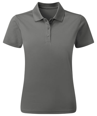Camiseta polo para mujer reciclada teida en hilo | Gris Oscuro