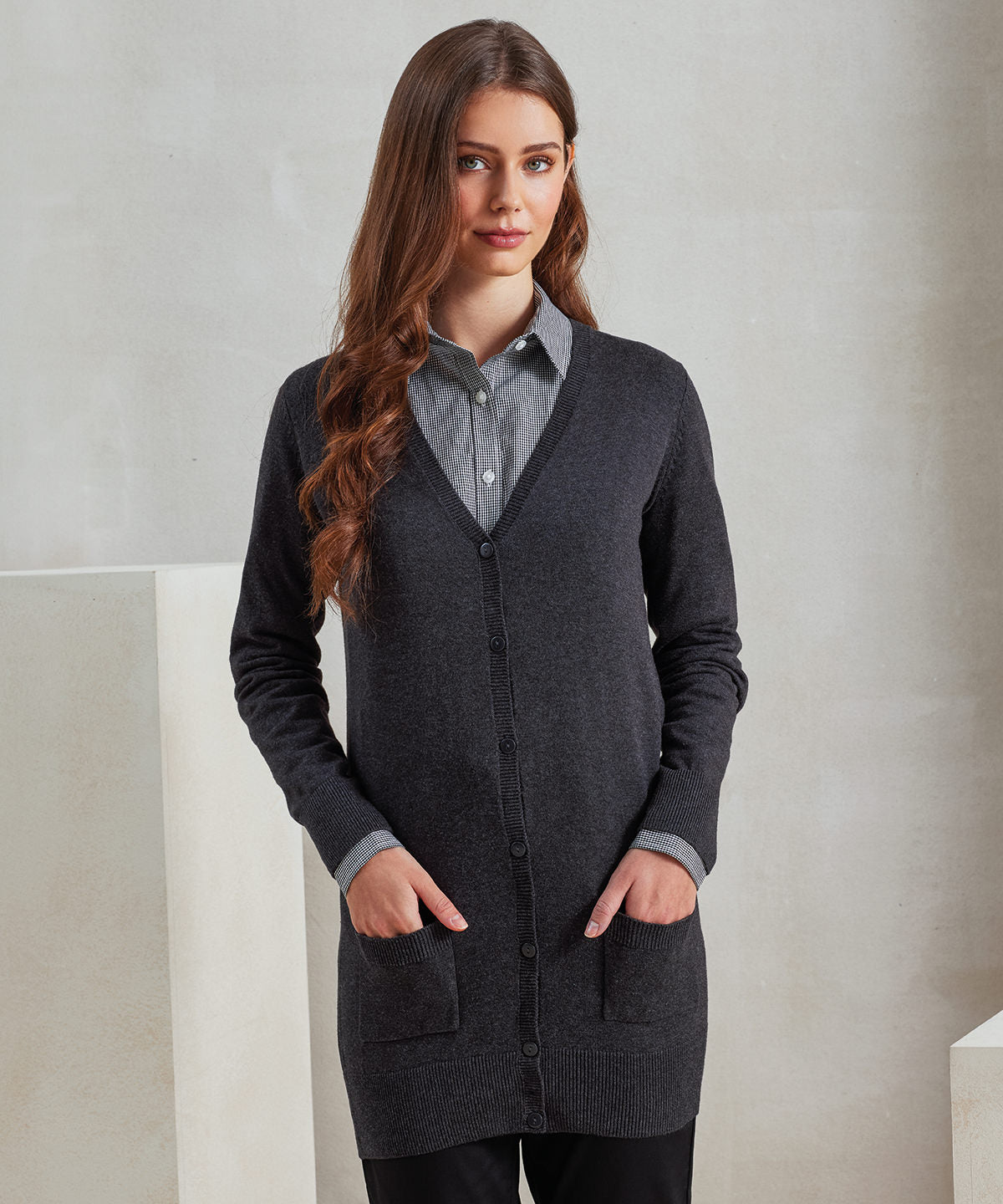 Langer Damen-Strickcardigan | Schwarz