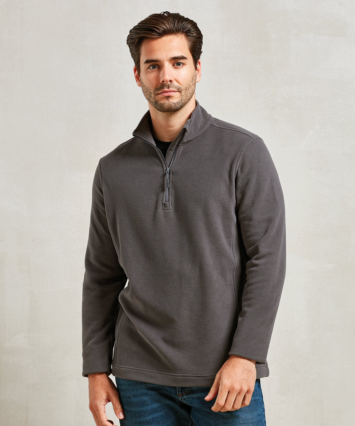 Unisex Recyclight 1/4 Zip Microfleece Fleece | Schwarz