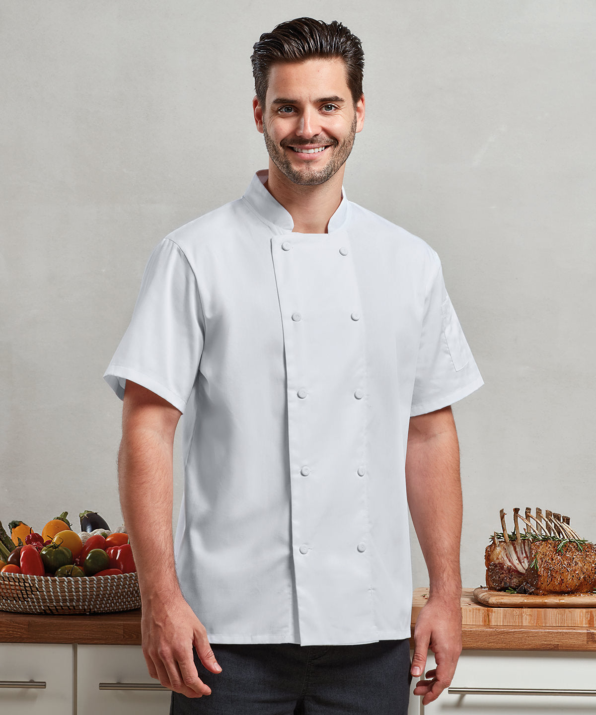 Chaqueta de manga corta Chefs Coolchecker® | Blanco