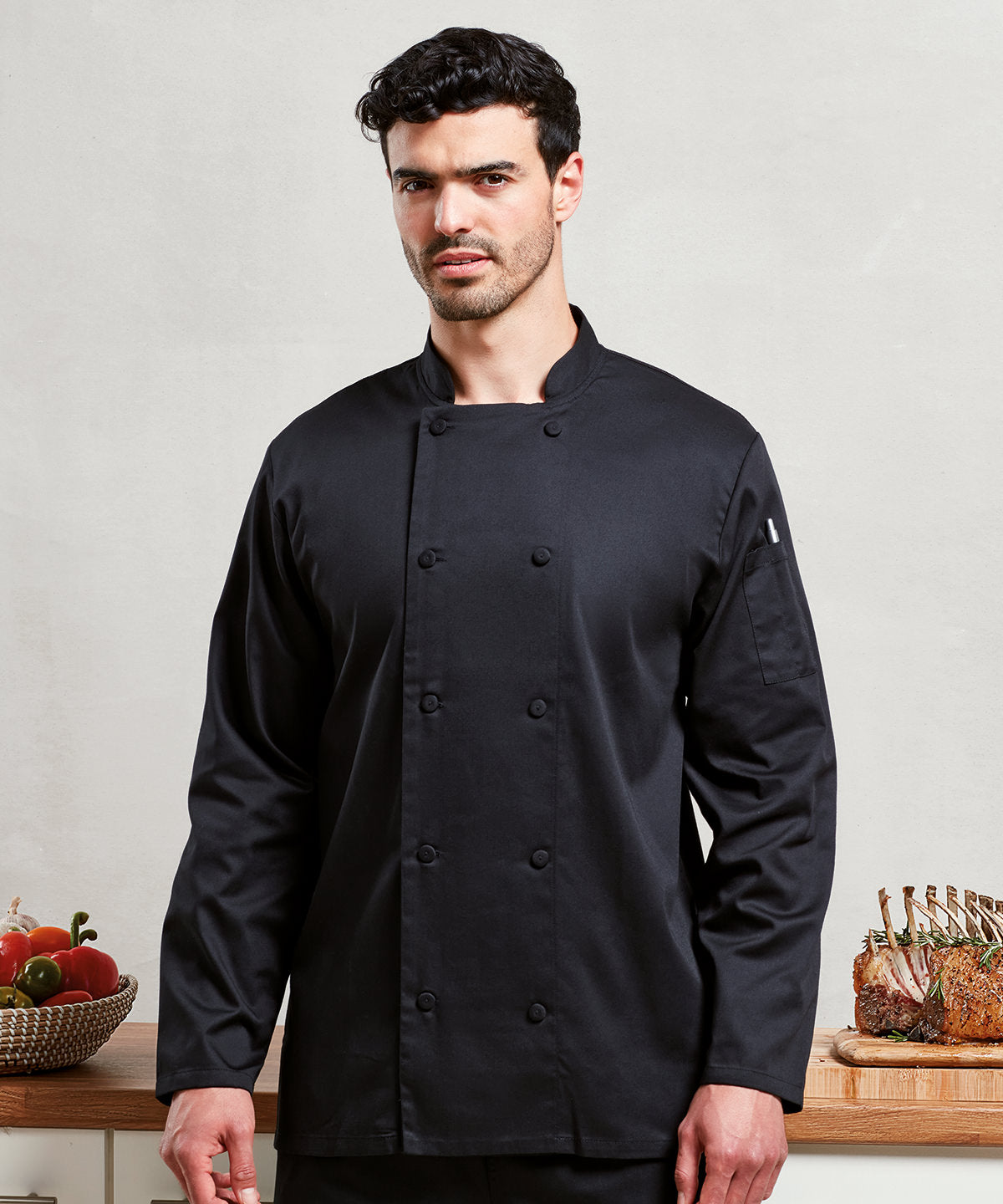 Chaqueta de manga larga Coolchecker® para chefs | Blanco