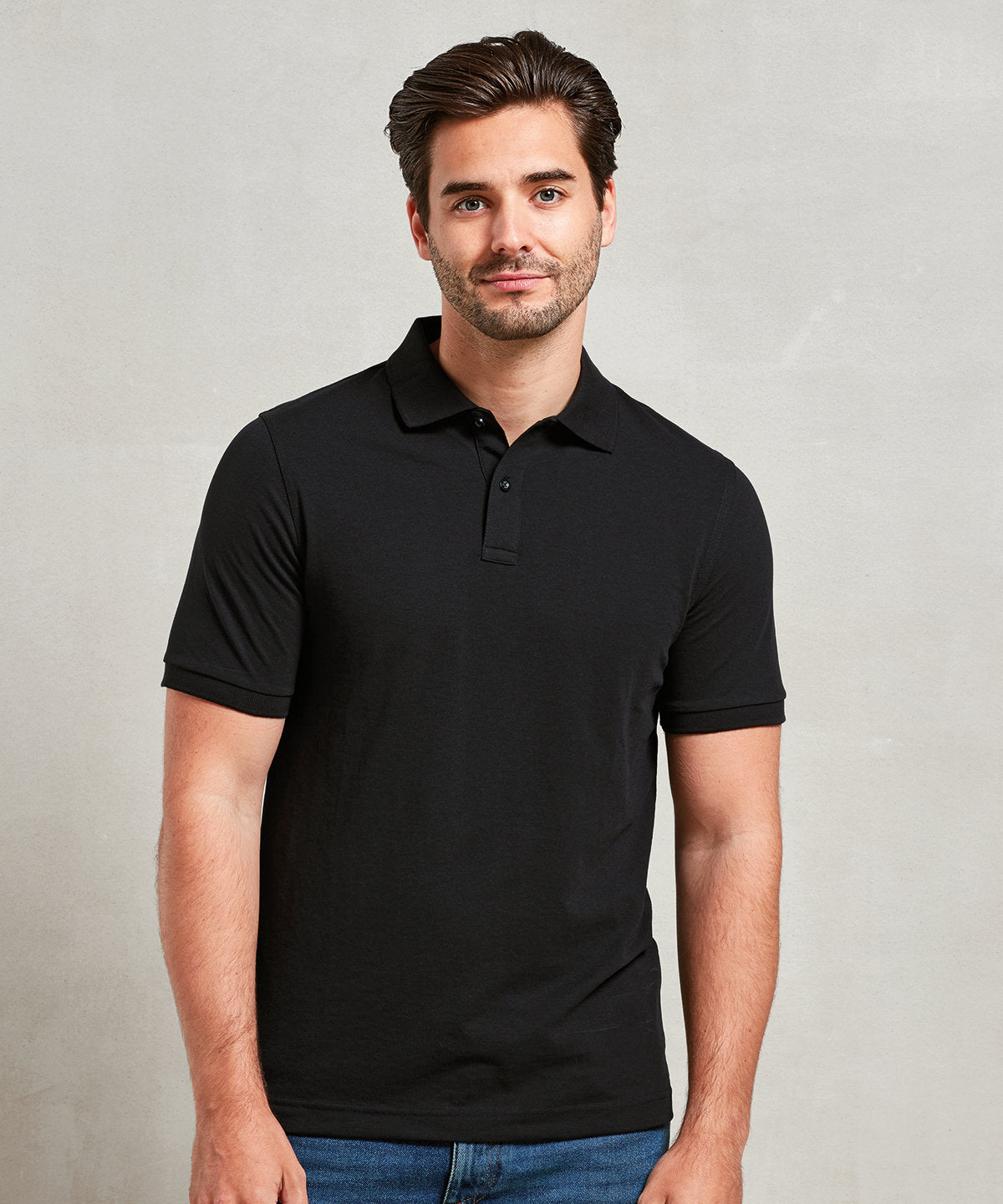 Camiseta polo de trabajo de manga corta unisex esencial | Negro