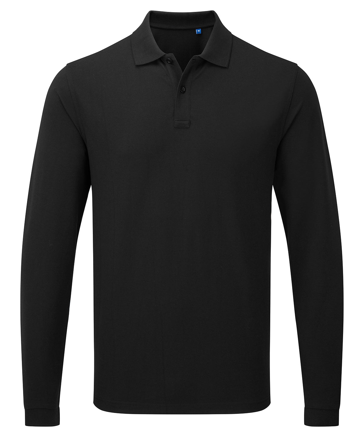 Camisa polo de trabajo de manga larga unisex Essential | Negro