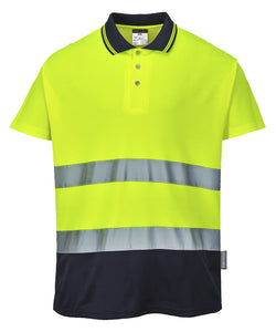 Polo Comfort de algodn bicolor (S174) | Amarillo/Marino