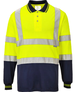 Polo de manga larga bicolor (S279) | Amarillo/Marino