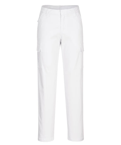 Pantalones de carga elsticos para mujer (S233) corte ajustado | Blanco