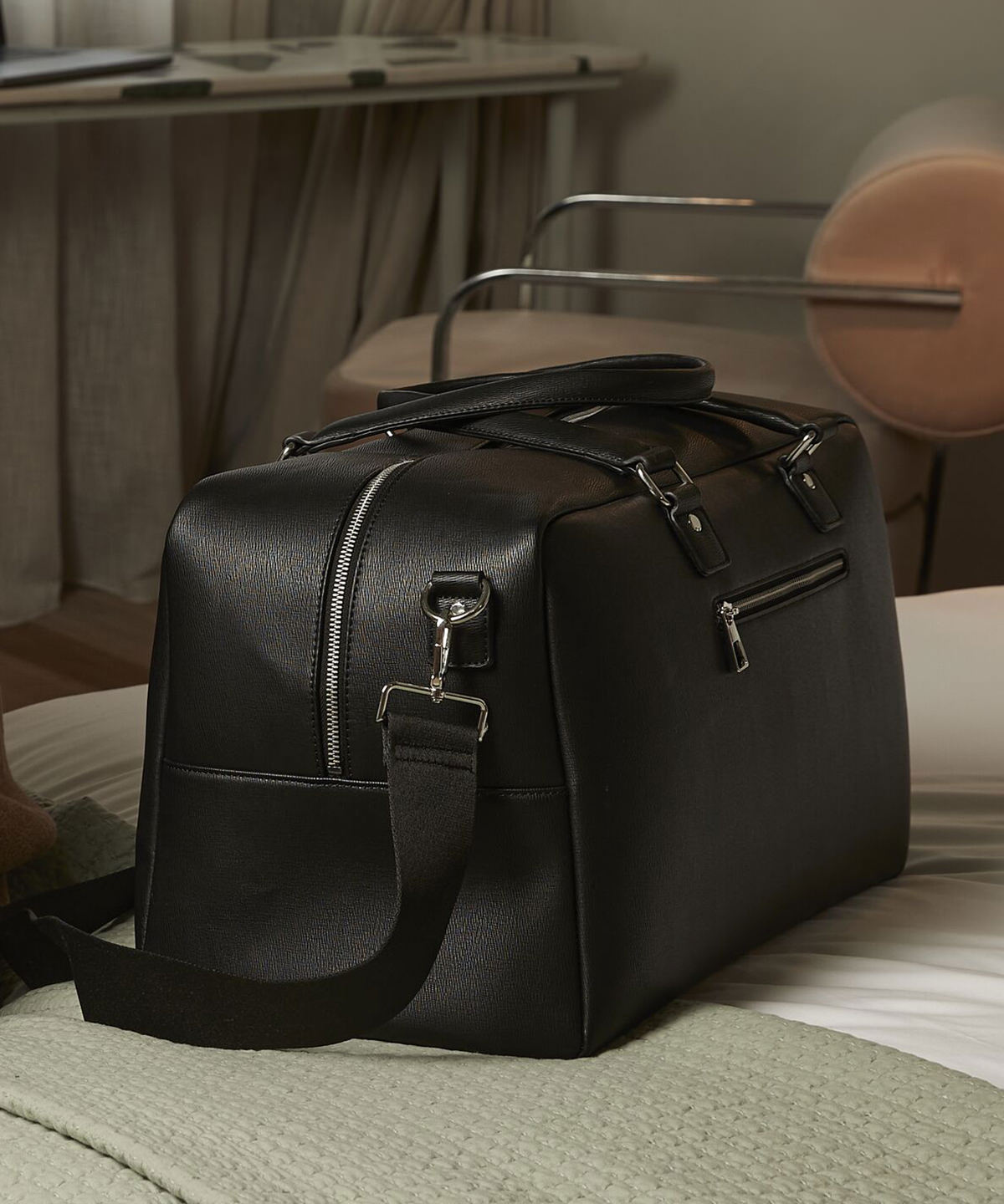 Bolso de fin de semana de lujo de PU a medida | Negro