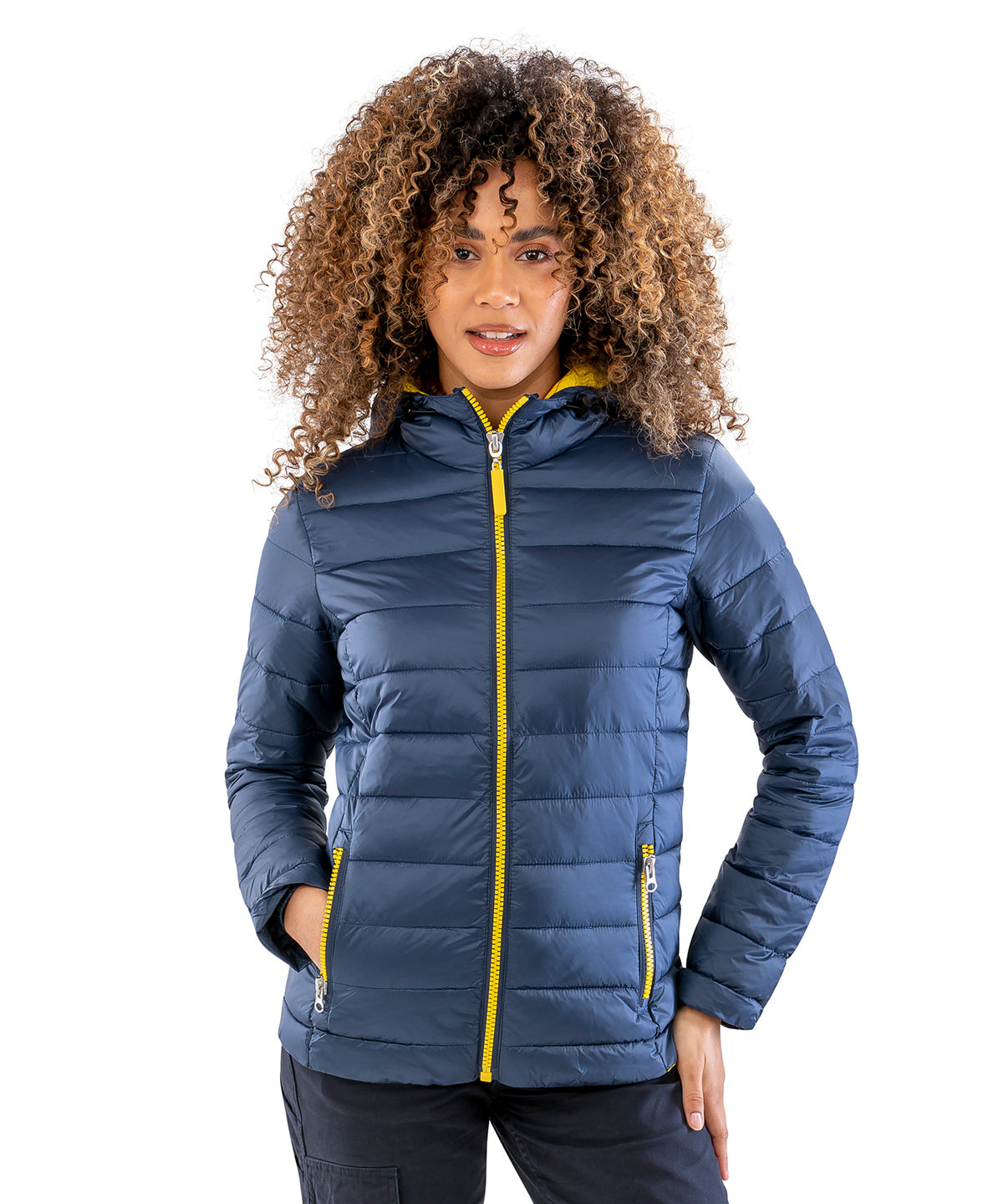 Damen Urban Snow Kapuzenjacke | Marineblau/Gelb