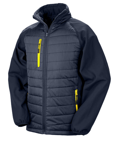 Chaqueta acolchada softshell Compass | Azul Marino/Amarillo