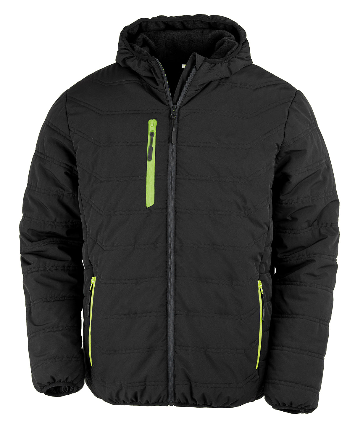 Recycelte Compass Stepp-Winterjacke | Schwarz/Limette