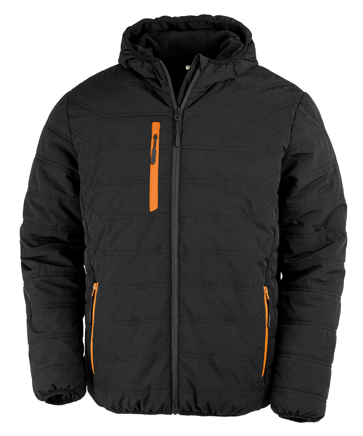 Recycelte Compass Stepp-Winterjacke | Schwarz/Orange