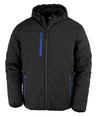 Chaqueta de invierno acolchada con brjula reciclada | Negro/Azul Royal