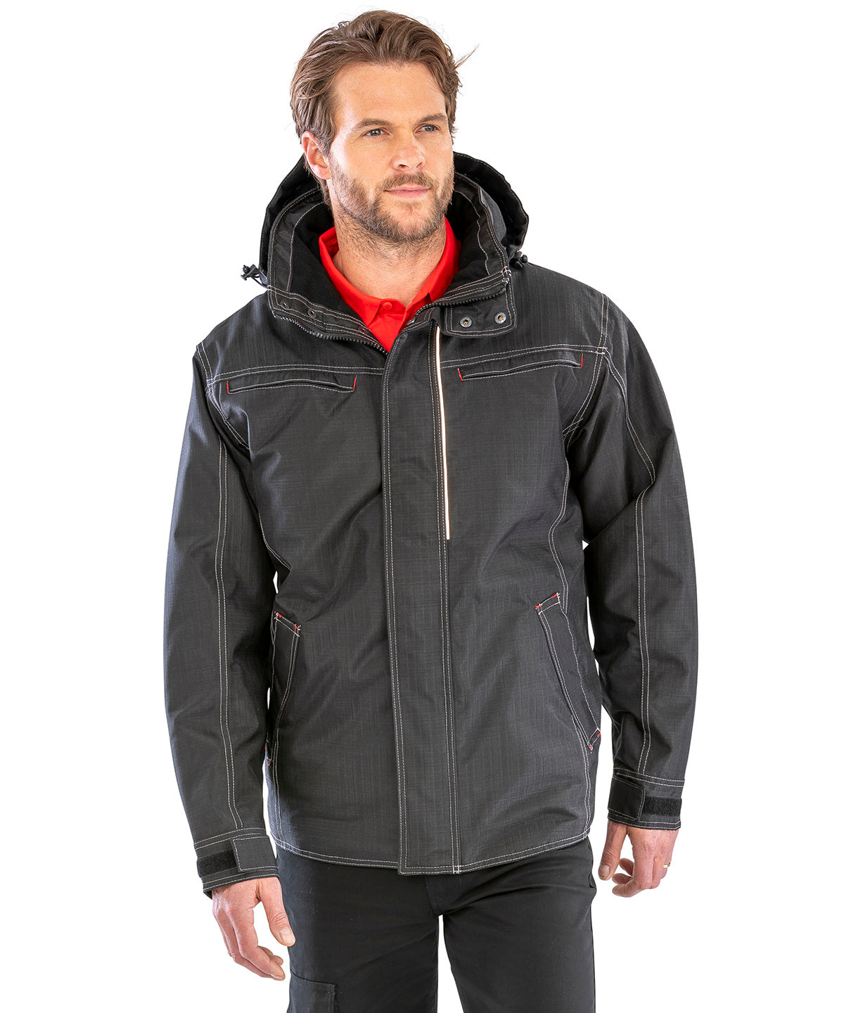 Cazadora resistente con textura de mezclilla | Negro