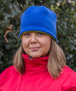 Gorro de calavera de forro polar reversible | Azul Real/Lima