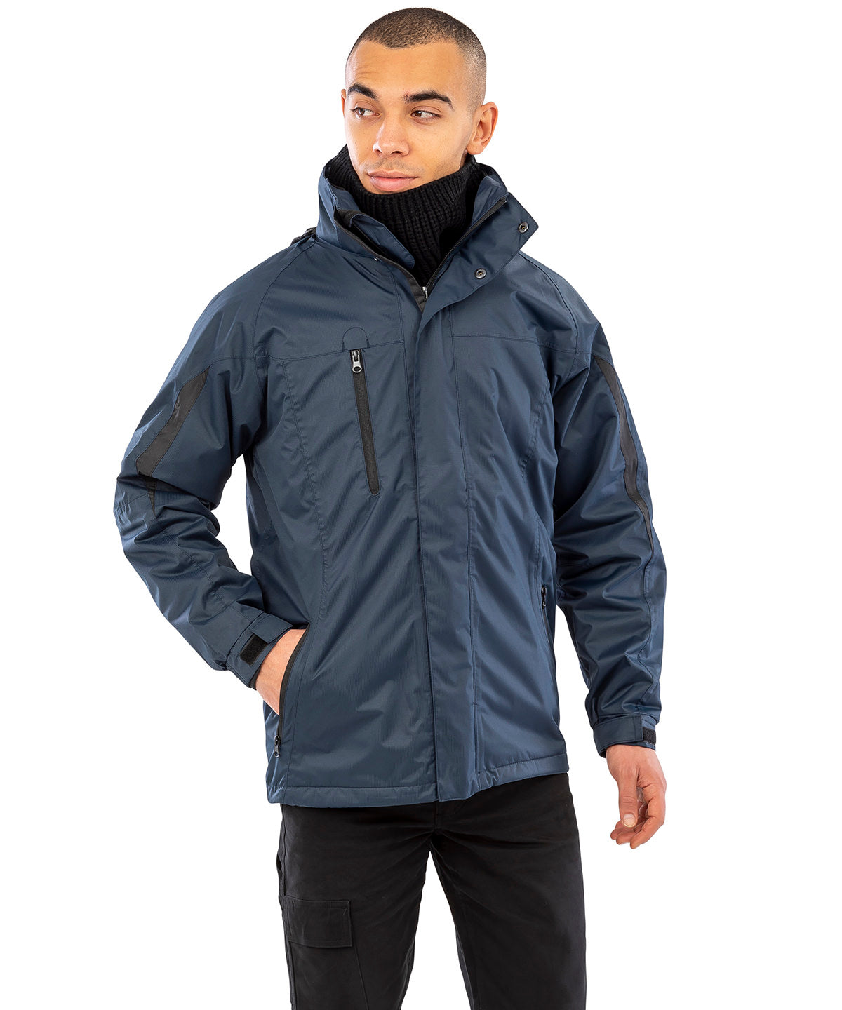 3-in-1 Reisejacke mit Softshell-Futter | Schwarz/Schwarz