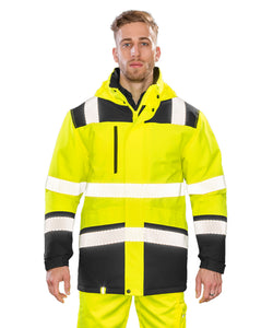 Chaqueta de seguridad softshell imprimible | Amarillo Fluorescente/Negro