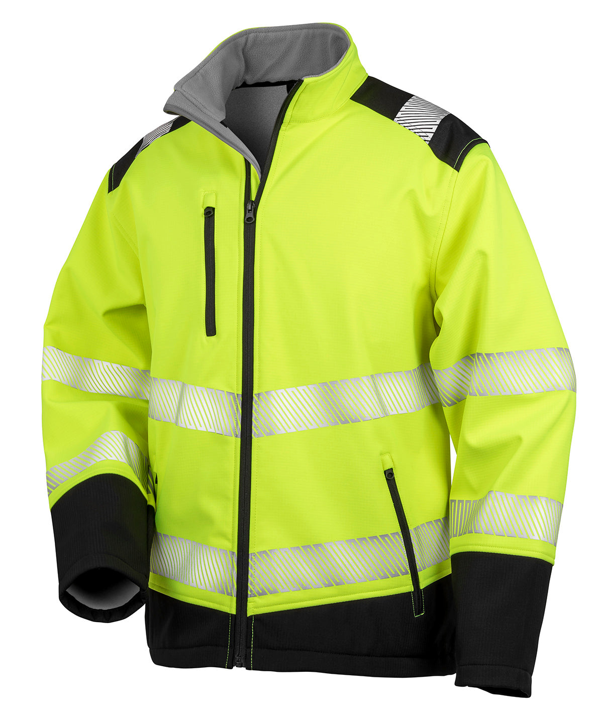 Bedruckbare Ripstop-Sicherheits-Softshelljacke | Fluoreszierendes Gelb/Schwarz