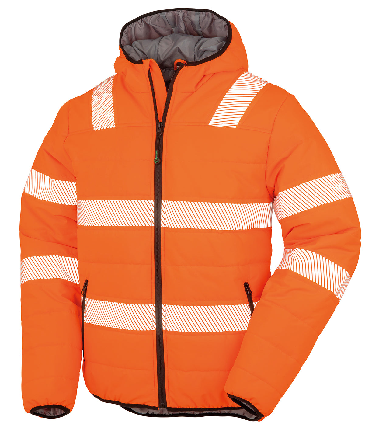 Chaqueta de seguridad acolchada de ripstop reciclado | Naranja Fluorescente