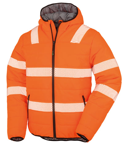 Chaqueta de seguridad acolchada de ripstop reciclado | Naranja Fluorescente