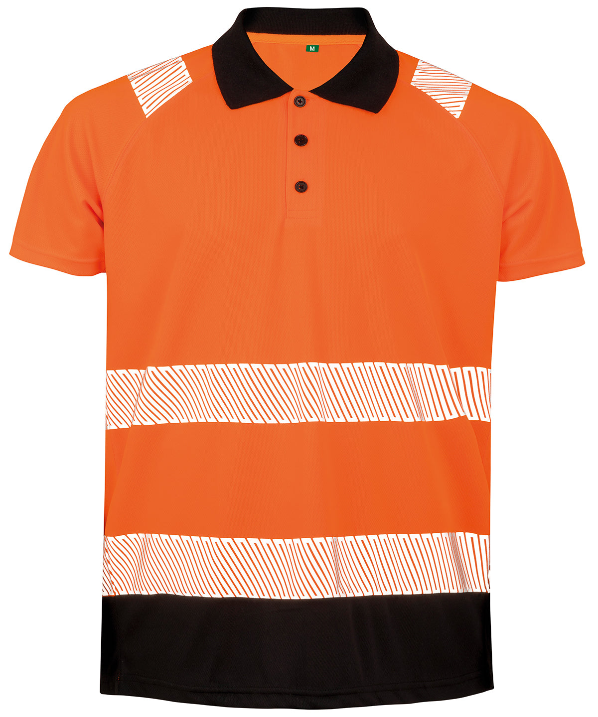 Polo de seguridad reciclado | Naranja Fluorescente/Negro